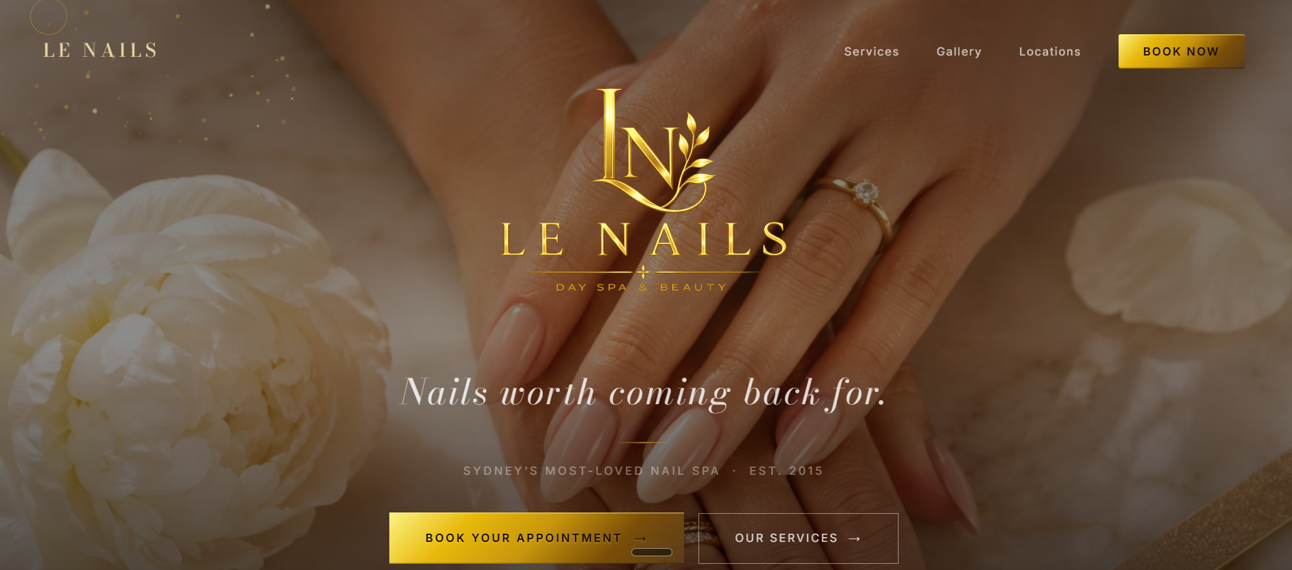 Le Nails website hero — designed by One Person Business