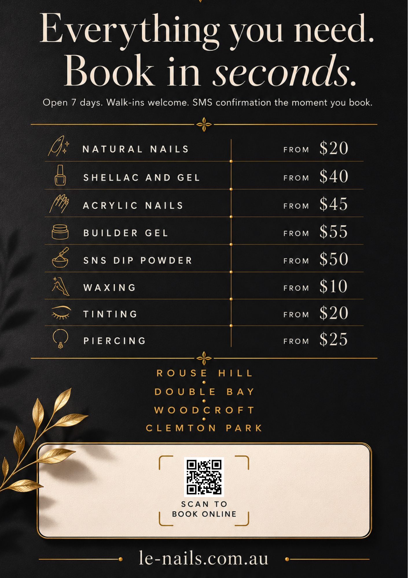 Le Nails marketing flyer — back