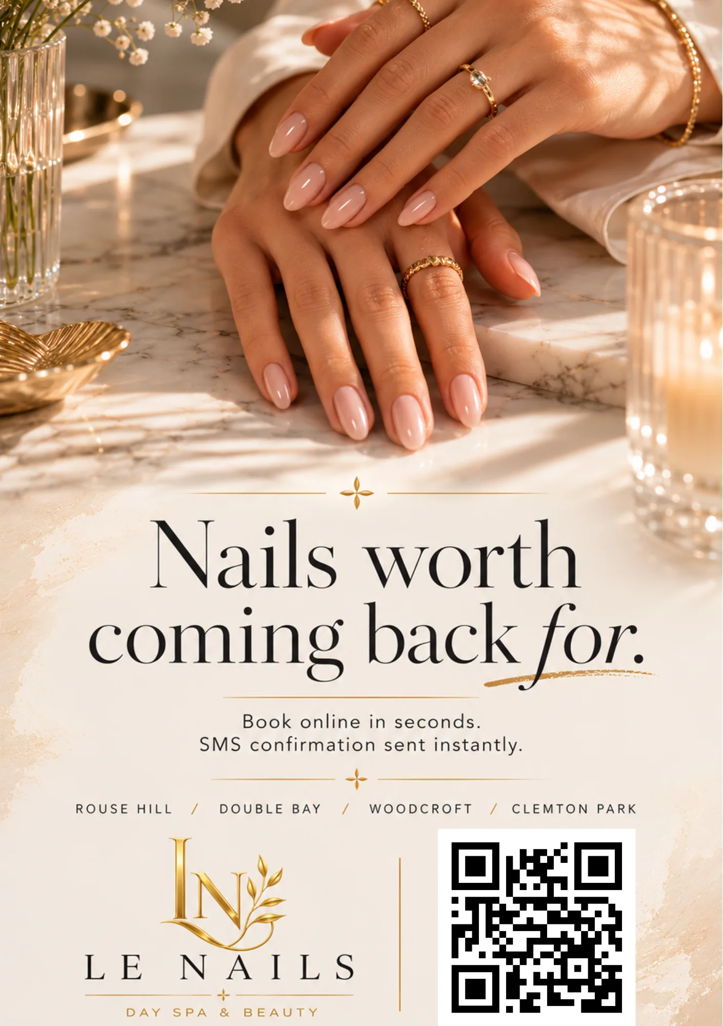 Le Nails marketing flyer, front